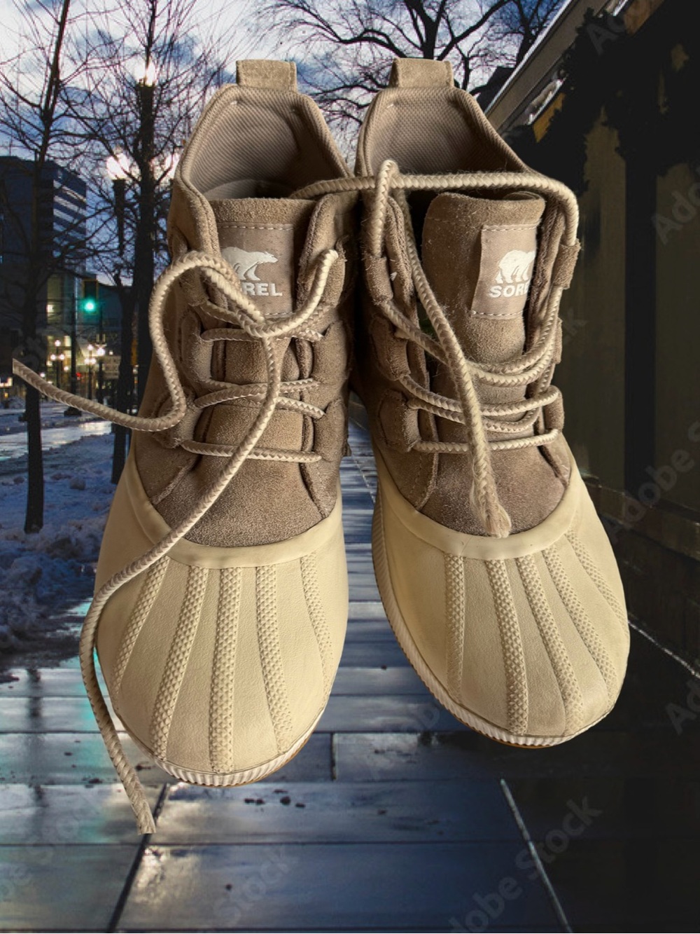 Sorel Women’s Out N’ About Tan and Brown Waterproof Duck Boots Size 9